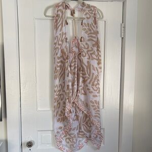 Subtle Luxury Pool to Party White with Tan and Orange Accents Pool Cover-Up